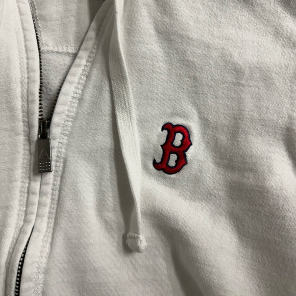 White Boston Zip up Hoodie - Picture 3 of 5
